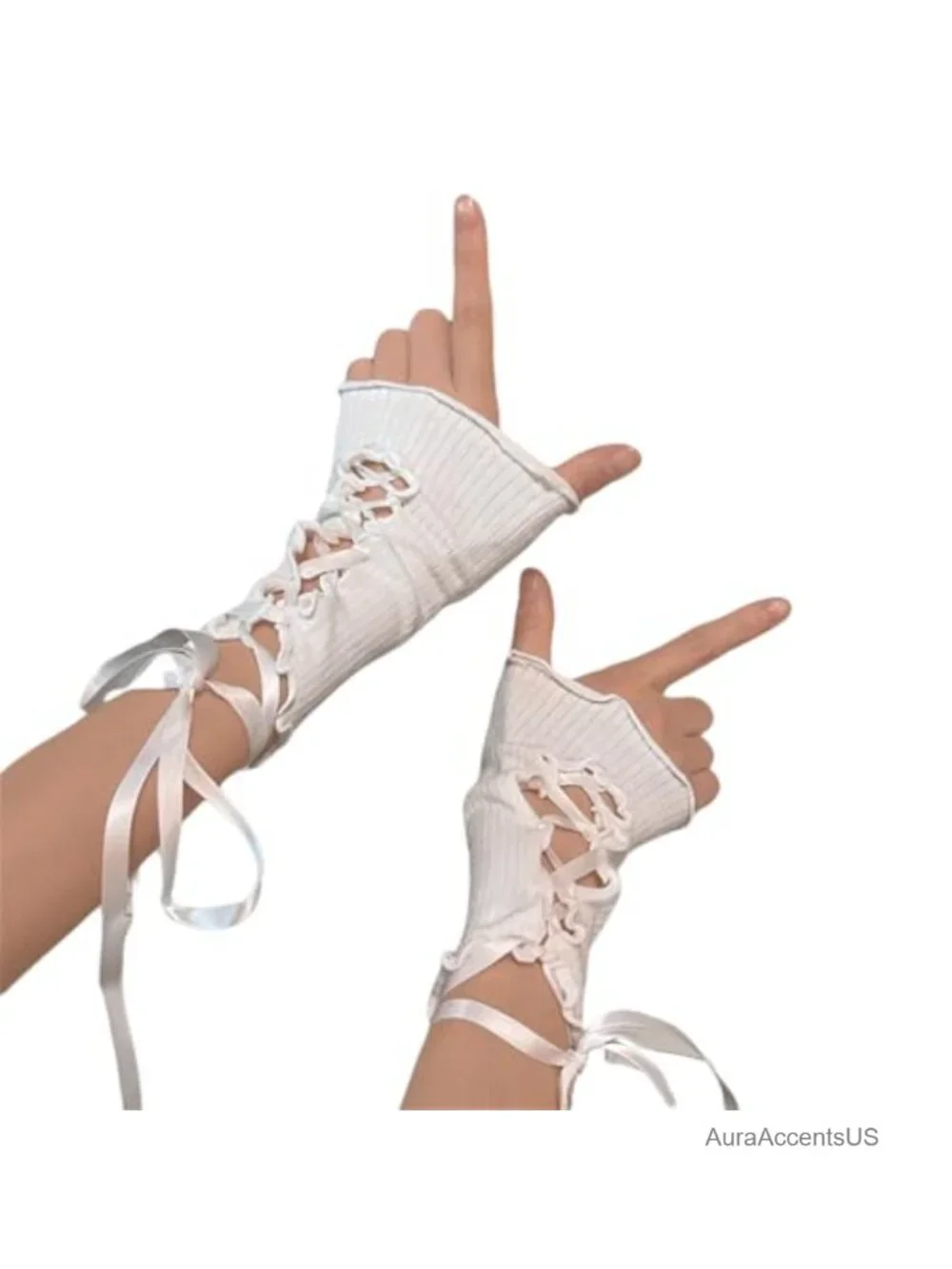 Gothic Lace Fingerless Gloves Mesh Punk Strapping Arm Warmers